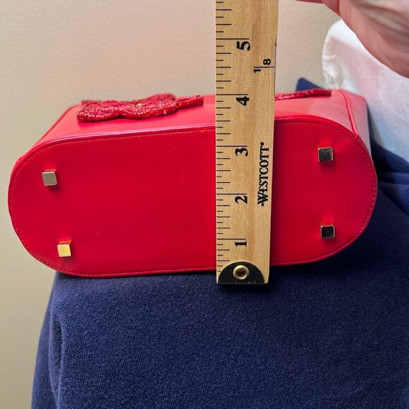 Stuart Weitzman Papillion Red Leather Handbag - Picture 12 of 14